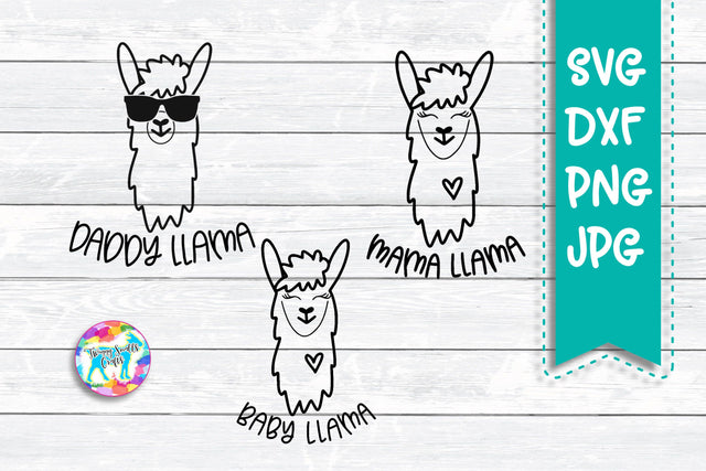 Hand lettered Llama Family Svg Bundle SVG Twiggy Smalls Crafts