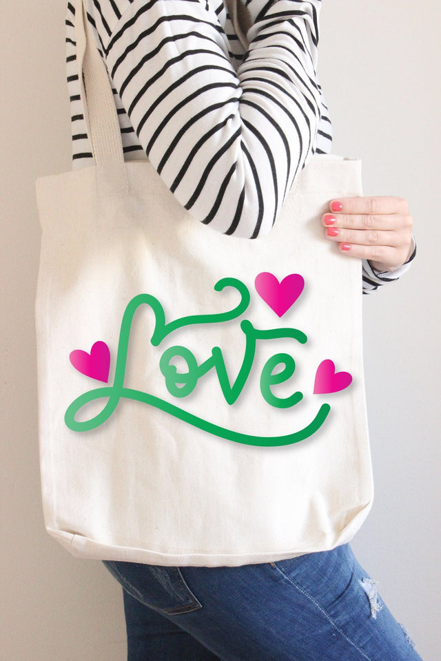 Hand Lettered Love with Hearts Cut File SVG Cursive by Camille 