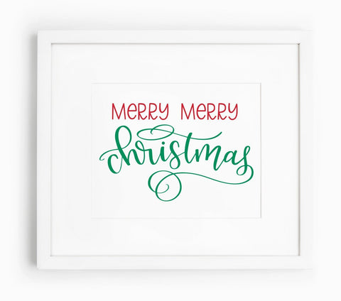 Hand Lettered Merry Merry Christmas SVG Cut File SVG Cursive by Camille 