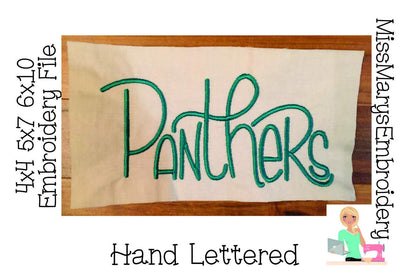 Hand Lettered Panthers Embroidery Embroidery/Applique MissMarysEmbroidery 