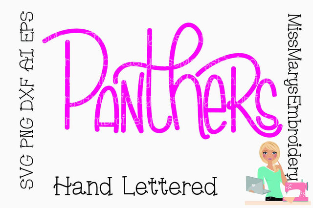 Hand Lettered Panthers SVG MissMarysEmbroidery 