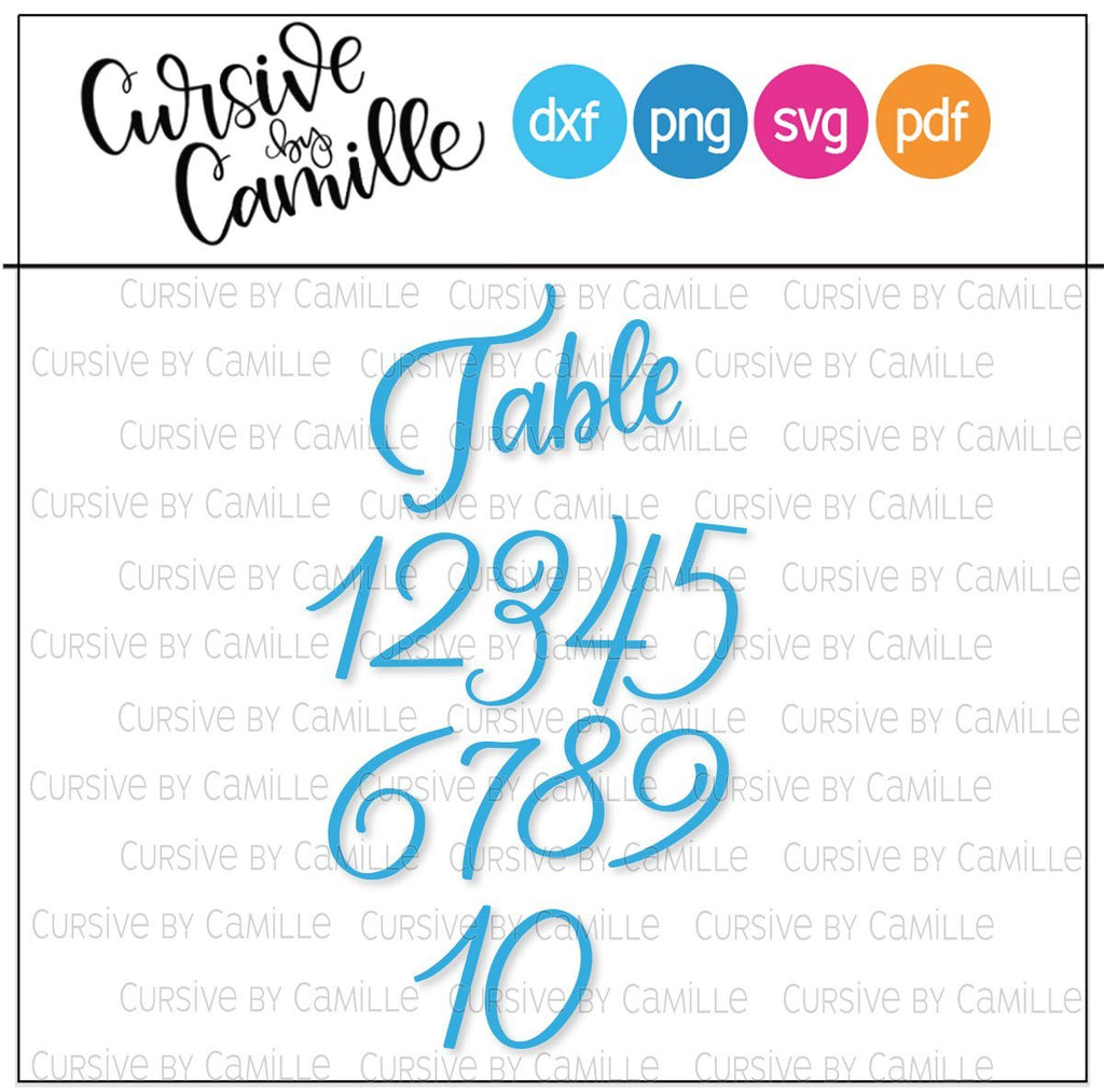 Hand Lettered Table Numbers SVG Cut File - So Fontsy