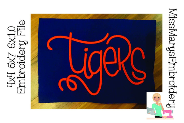 Hand Lettered Tigers Embroidery Embroidery/Applique MissMarysEmbroidery 