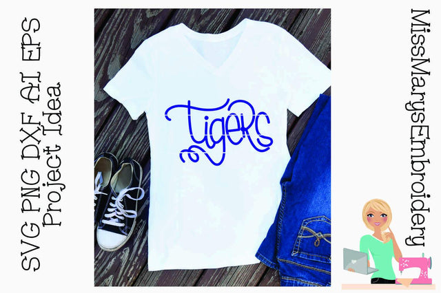 Hand Lettered Tigers SVG MissMarysEmbroidery 