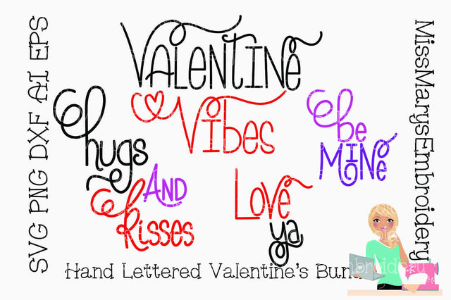 Hand Lettered Valentine's Day Bundle SVG MissMarysEmbroidery 