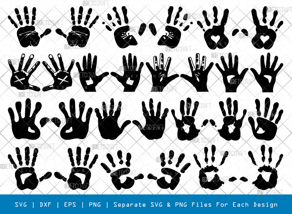 Hand Print SVG Cut Files, Hand Print Silhouette, Hand Svg, Baby ...