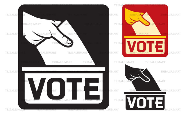 Hand putting a ballot in a slot of box SVG TribaliumArtSF 