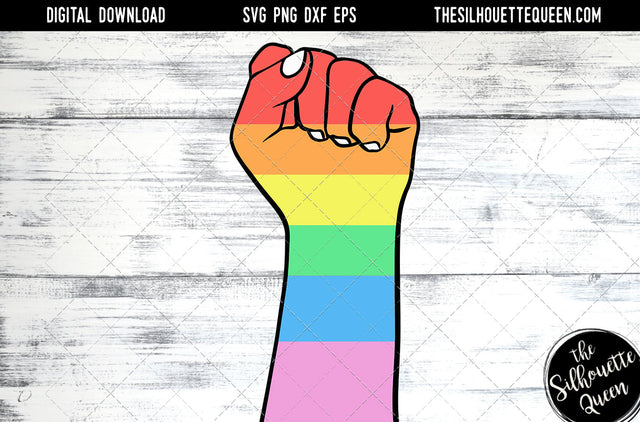 Hand Sketched Closed Fist in Rainbow Colors Gay Pride , Lesbian , LGBT, LGBTQ, Queer, Svg, cut files Cricut, Sublimation designs SVG Loveleen Kaur 