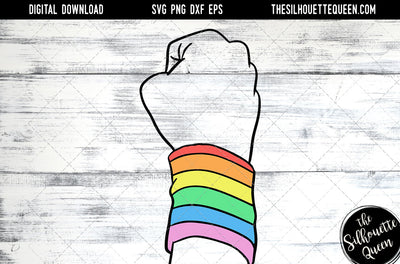 Hand Sketched Closed Fist with Rainbow Band Gay Pride , Lesbian , LGBT, LGBTQ, Queer, Svg, cut files Cricut, Sublimation designs SVG Loveleen Kaur 