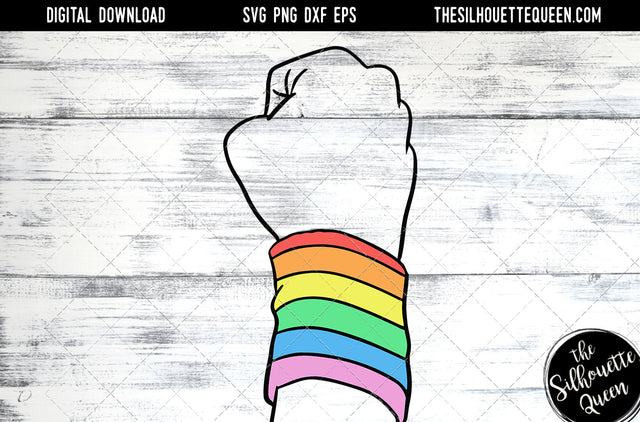 Hand Sketched Closed Fist with Rainbow Band Gay Pride , Lesbian , LGBT, LGBTQ, Queer, Svg, cut files Cricut, Sublimation designs SVG Loveleen Kaur 