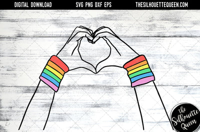Hand Sketched hands making a heart in Rainbow colors Gay Pride , Lesbian , LGBT, LGBTQ, Queer, Svg, cut files Cricut, Sublimation designs SVG Loveleen Kaur 