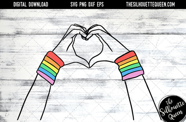 Hand Sketched hands making a heart in Rainbow colors Gay Pride , Lesbian , LGBT, LGBTQ, Queer, Svg, cut files Cricut, Sublimation designs SVG Loveleen Kaur 