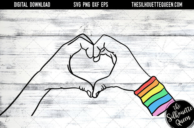Hand Sketched hands making a heart in Rainbow colors Gay Pride , Lesbian , LGBT, LGBTQ, Queer, Svg, cut files Cricut, Sublimation designs SVG Loveleen Kaur 