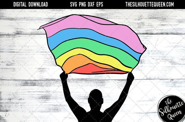 Hand Sketched Man Holding Rainbow Flag Gay Pride , Lesbian , LGBT, LGBTQ, Queer, Svg, cut files Cricut, Sublimation designs SVG Loveleen Kaur 