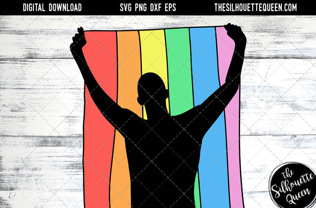 Hand Sketched Man Holding Rainbow Flag Gay Pride , Lesbian , LGBT, LGBTQ, Queer, Svg, cut files Cricut, Sublimation designs SVG Loveleen Kaur 