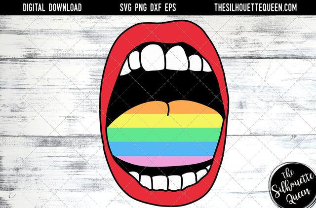 Hand Sketched Open Mouth with Rainbow Colors Gay Pride , Lesbian , LGBT, LGBTQ, Queer, Svg, cut files Cricut, Sublimation designs SVG Loveleen Kaur 