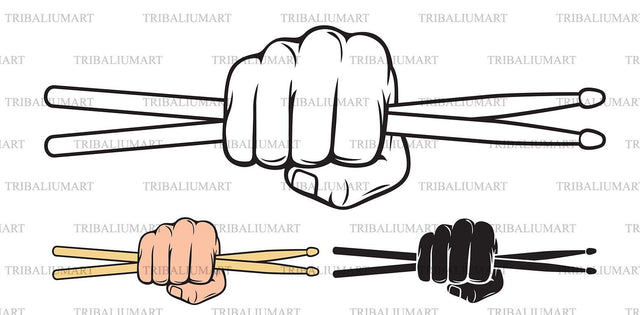 Hand with drum sticks SVG TribaliumArtSF 
