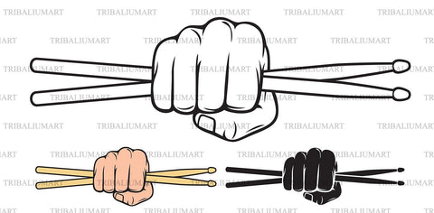 Hand with drum sticks SVG TribaliumArtSF 