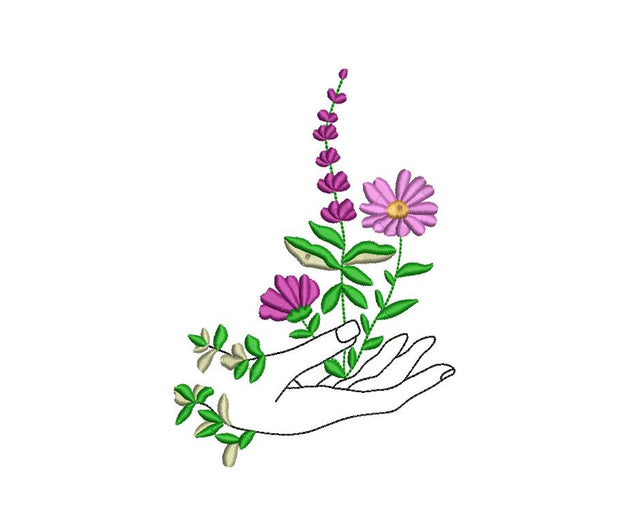 Hand with Flowers Machine Embroidery Design Embroidery/Applique DESIGNS Canada Embroidery 