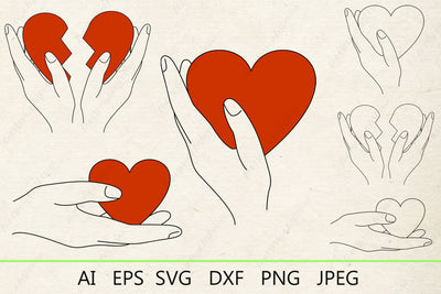 Hand with heart svg, Love svg, Hand holding a broken heart, Health and medicine SVG AnastasiyaArtDesign 