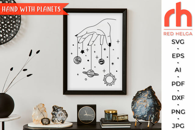 Hand with Planets SVG - Puppeteer Cut File SVG RedHelgaArt 