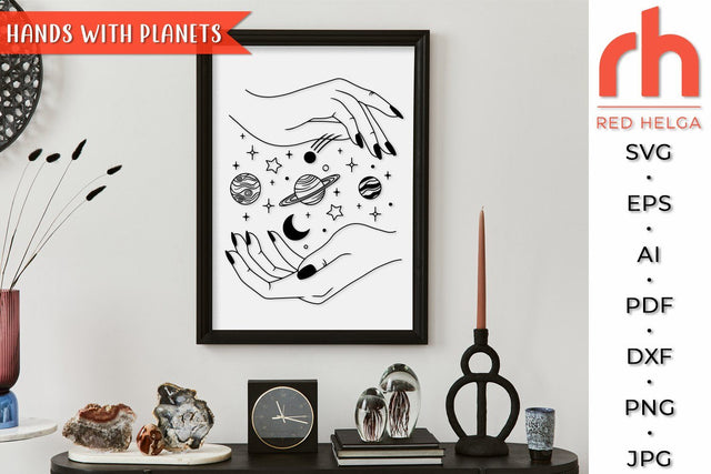 Hand with Planets SVG - Solar System Cut File SVG RedHelgaArt 