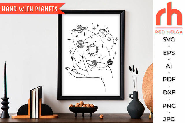 Hand with Planets SVG - Solar System Cut File SVG RedHelgaArt 