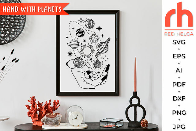 Hand with Planets SVG - Solar System Cut File SVG RedHelgaArt 