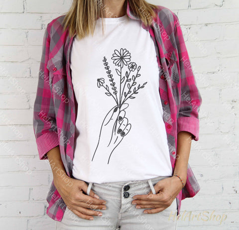 Hand with Wildflowers svg SVG _HelArtShop_ 