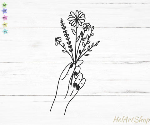 Hand with Wildflowers svg SVG _HelArtShop_ 