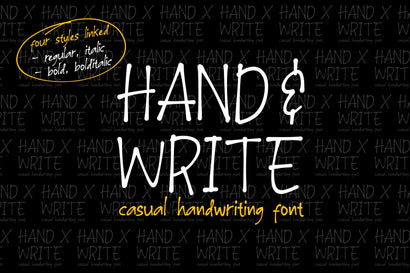 Hand & Write / 4 style linked Font Javapep 