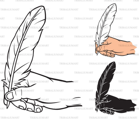 Hand writing with feather SVG TribaliumArtSF 