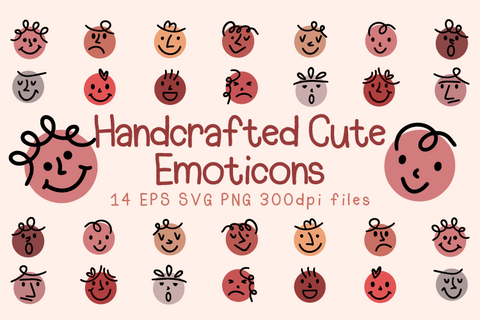 Handcrafted cute emoticons bundle SVG Masyafi Studio 