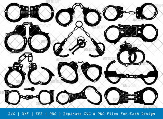 Handcuff SVG, Cuffs Silhouette, Police Handcuffs Svg, Prison Handcuffs Svg, Crime Svg, Manacle Svg, Cuffs Svg, Cuffs Bundle SVG ETC Craft 