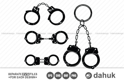 Handcuff Svg | Handcuff Clip Art | Handcuff Vector | Silhouette | Clipart | Cuttable Design SVG, PNG, DXF & eps Designs SVG dahukdesign 