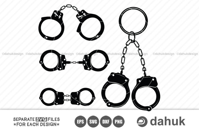 Handcuff Svg | Handcuff Clip Art | Handcuff Vector | Silhouette | Clipart | Cuttable Design SVG, PNG, DXF & eps Designs SVG dahukdesign 
