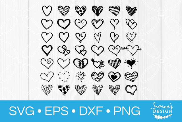 Handdrawn Heart Bundle SVG SavanasDesign 