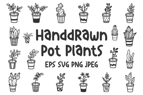 Handdrawn Pot Plants Bundle SVG Masyafi Studio 