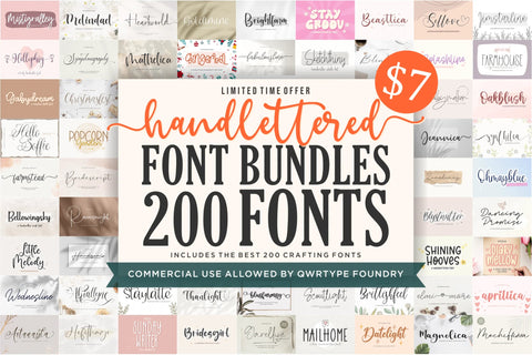Handlettered Font Bundle Font Qwrtype Foundry 