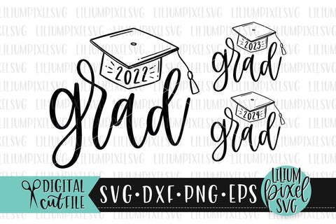 Handlettered Grad Cap Set - Graduation SVG SVG Lilium Pixel SVG 
