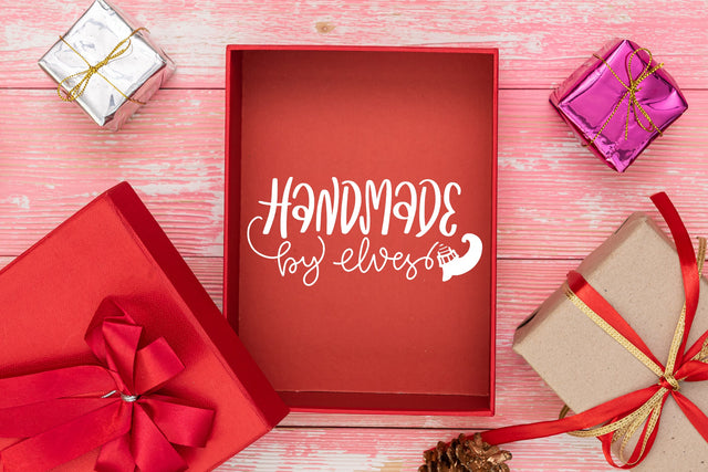 Handmade By Elves SVG Christmas Packaging Quotes SVG dapiyupi store 