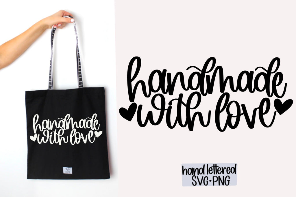 Hand Lettered Svg Handmade with love SVG, Hand Lettered SVG - So Fontsy