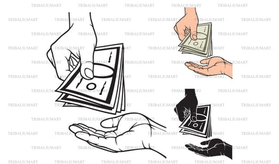 Hands giving and receiving money SVG TribaliumArtSF 