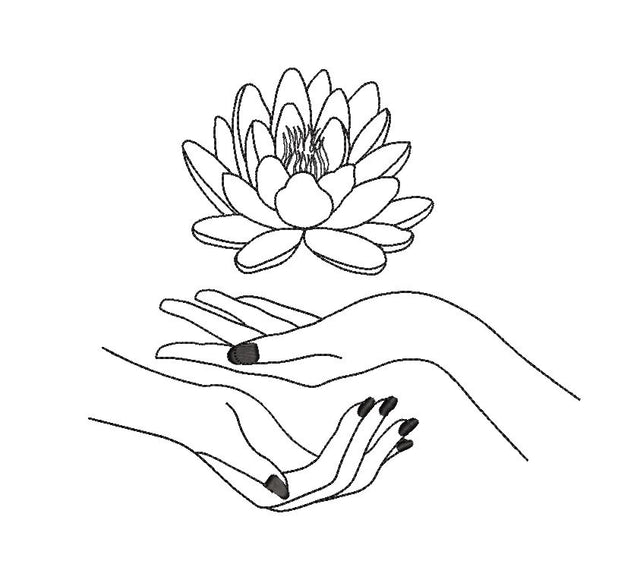 Hands holding Lotus Flower Machine Embroidery Design Embroidery/Applique DESIGNS Canada Embroidery 