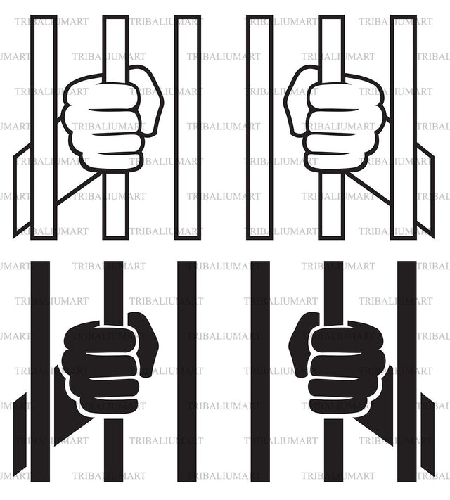 Hands holding prison bars SVG TribaliumArtSF 