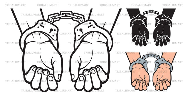 Hands in police handcuffs SVG TribaliumArtSF 
