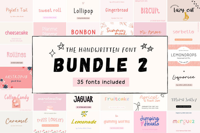 Handwriting Bundle 2 Font Cotton White Studio 