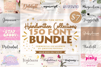 Handwritten Collections Font Bundle Font Qwrtype Foundry 