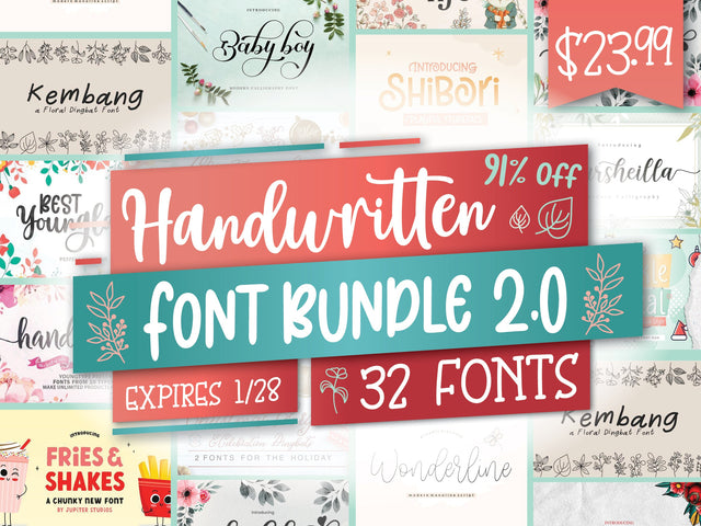 Handwritten Font 2.0 Bundle So Fontsy Design Shop 