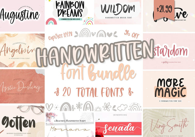 Handwritten Font Bundle Bundle So Fontsy Design Shop 